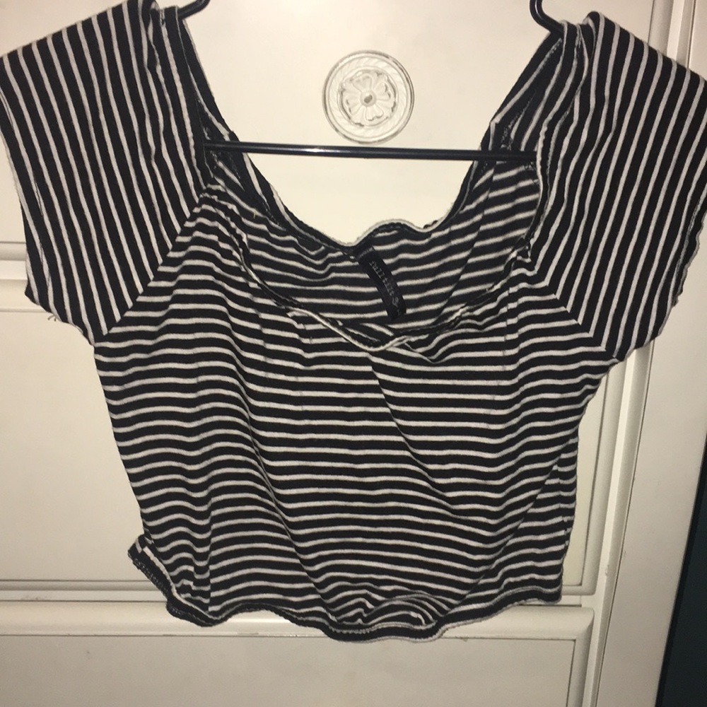 Black & White Striped Crop